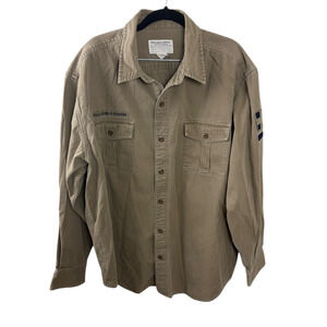 Vintage Polo Jean Co Ralph Lauren Canvas Military Shirt Size XL Patches